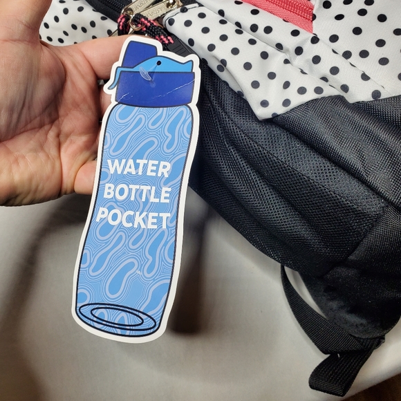 Eastsport 18.5" Rally Sport Black & White Polka Dot Backpack w Tech Pocket NWT - Picture 4 of 14